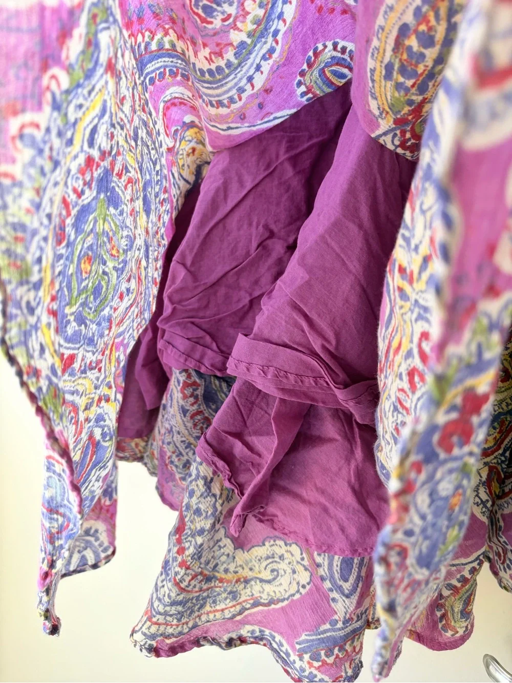 Asymmetrical Floral Paisley Pink A-Line Midi Skirt